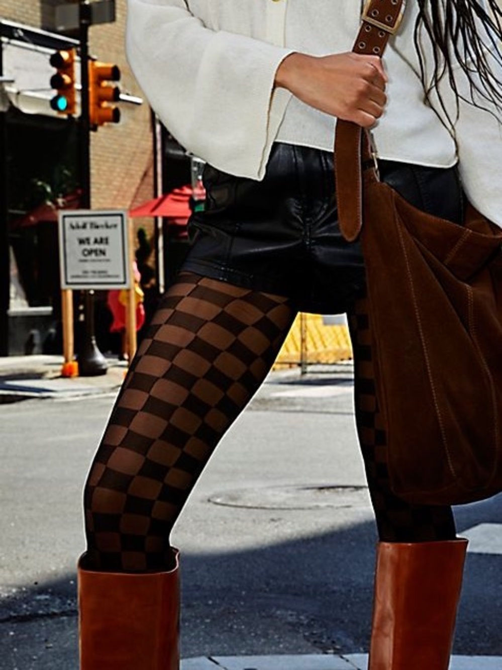Free People Checkered Tights